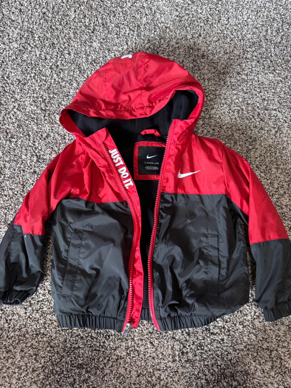 Nike 2T Red and Black Colorblock Hooded Jacket